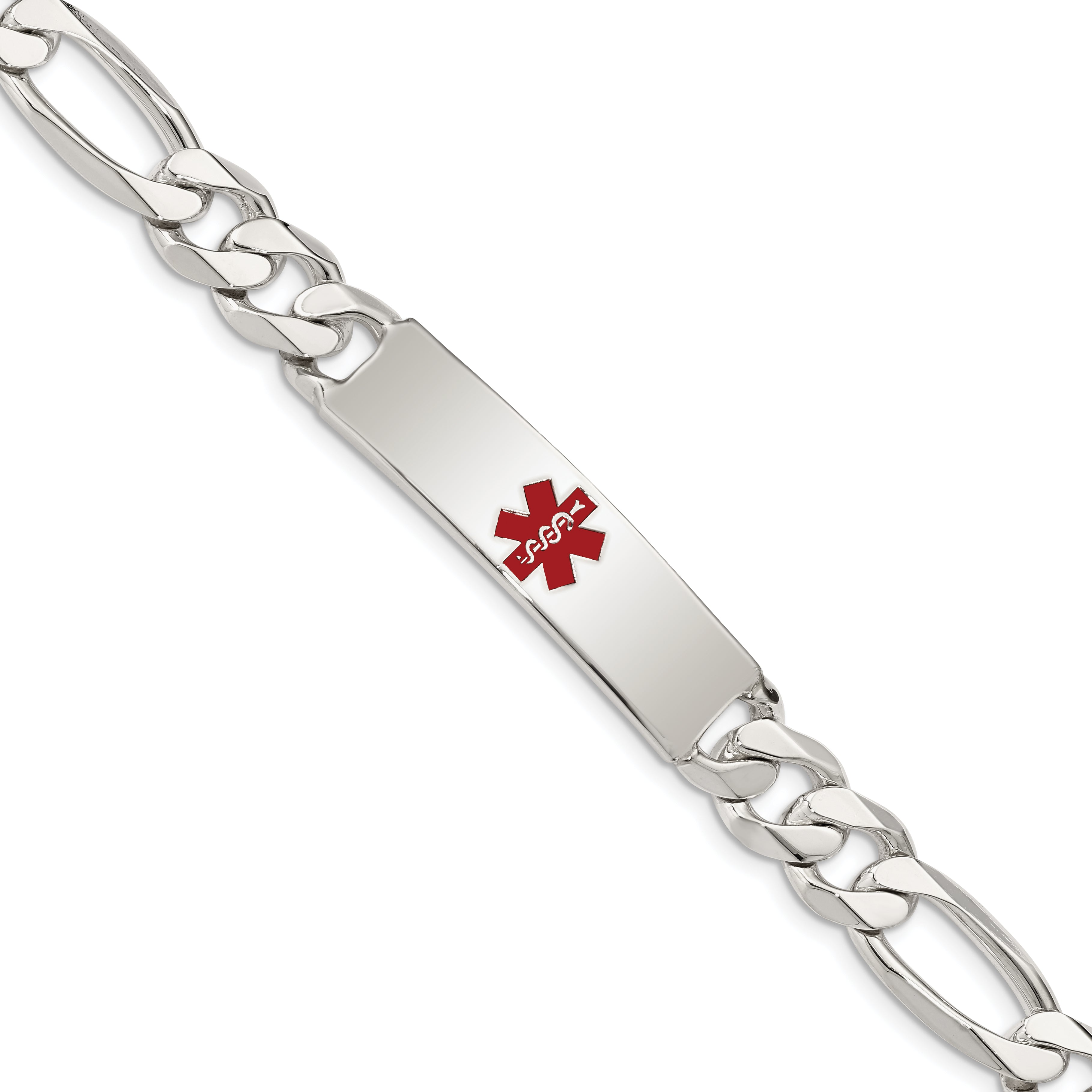 Sterling Silver Polished Medical Figaro Anchor Link ID Bracelet Main image