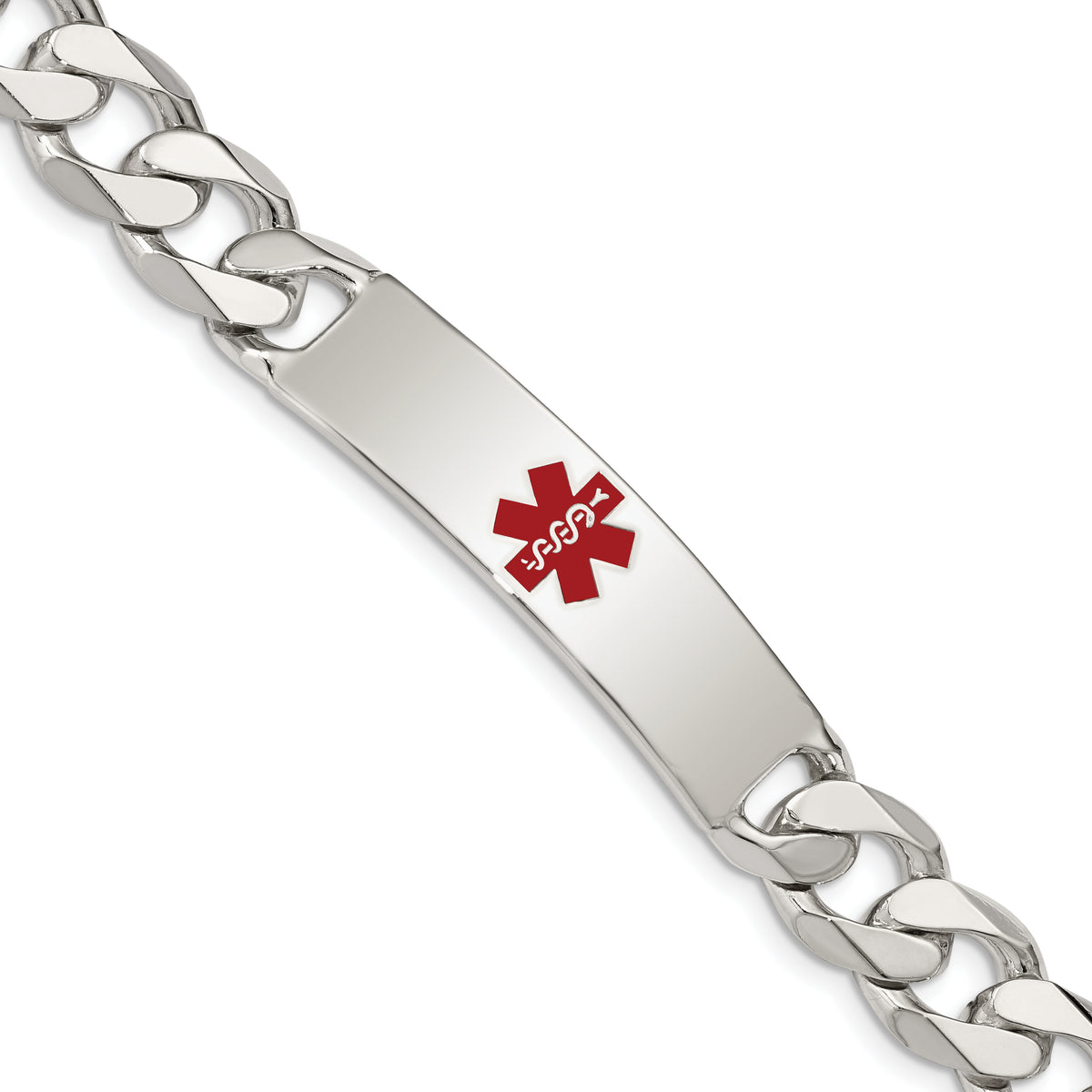 Sterling Silver Polished Medical Curb Link ID Bracelet