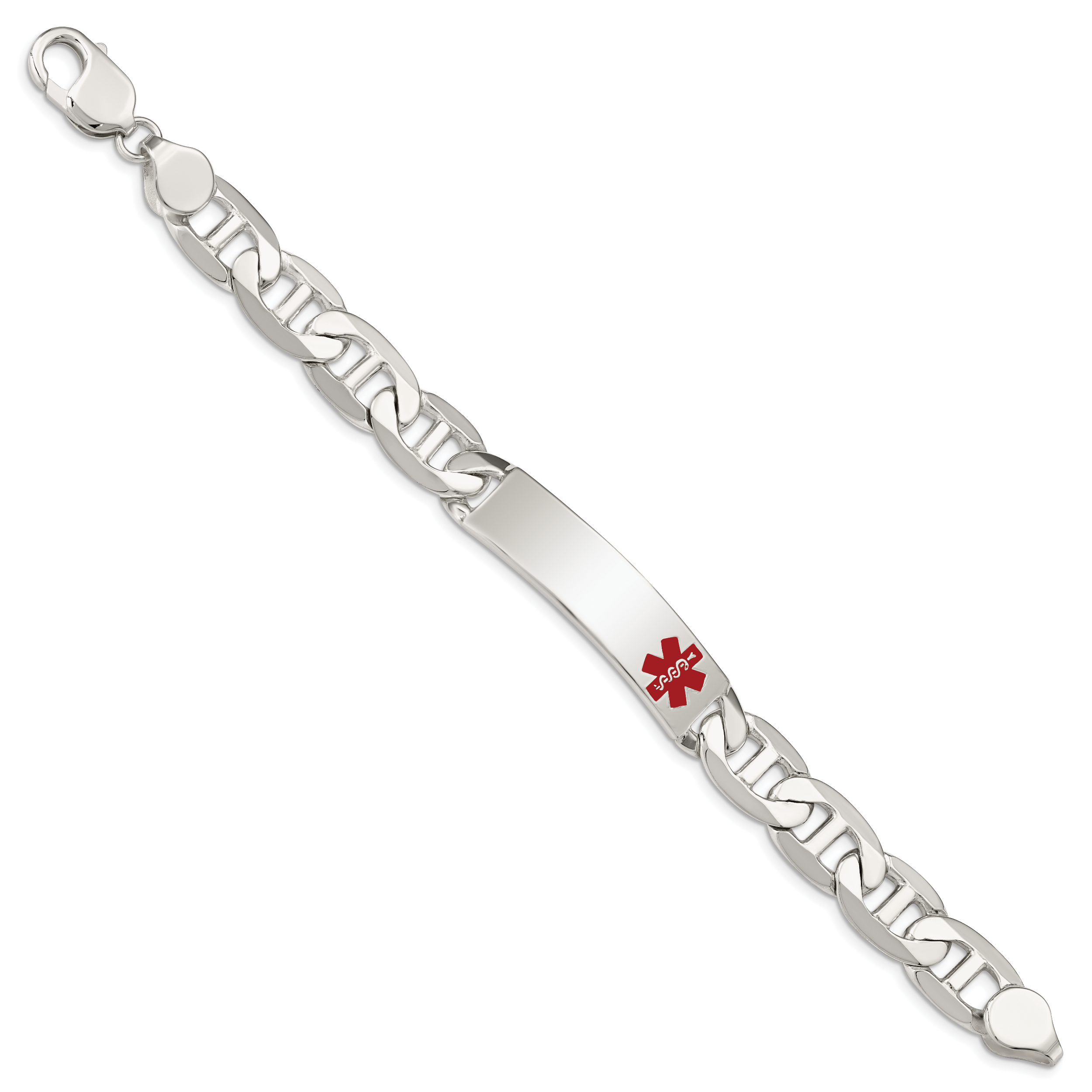 Sterling Silver Polished Medical Anchor Link ID Bracelet Secondary image