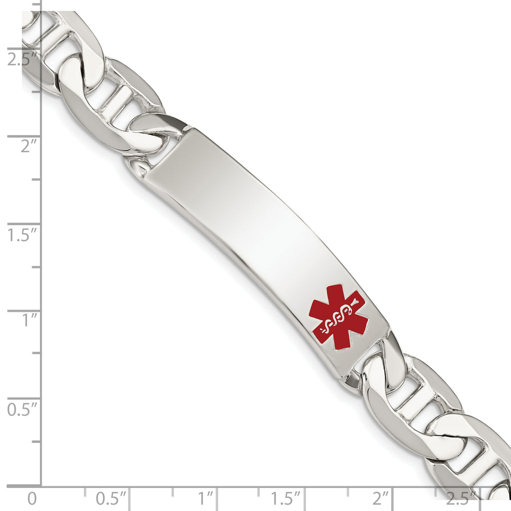Sterling Silver Polished Medical Anchor Link ID Bracelet