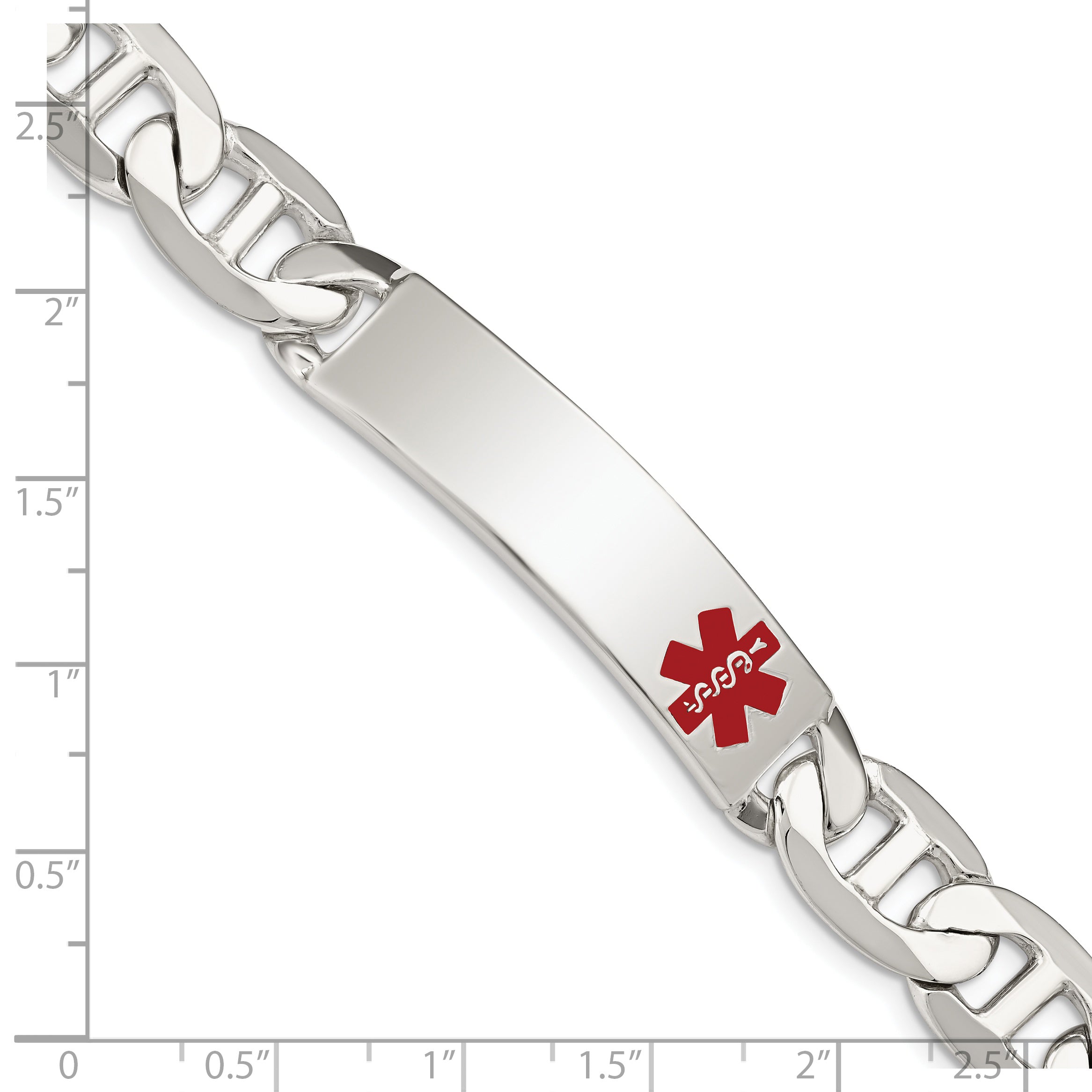 Sterling Silver Polished Medical Anchor Link ID Bracelet