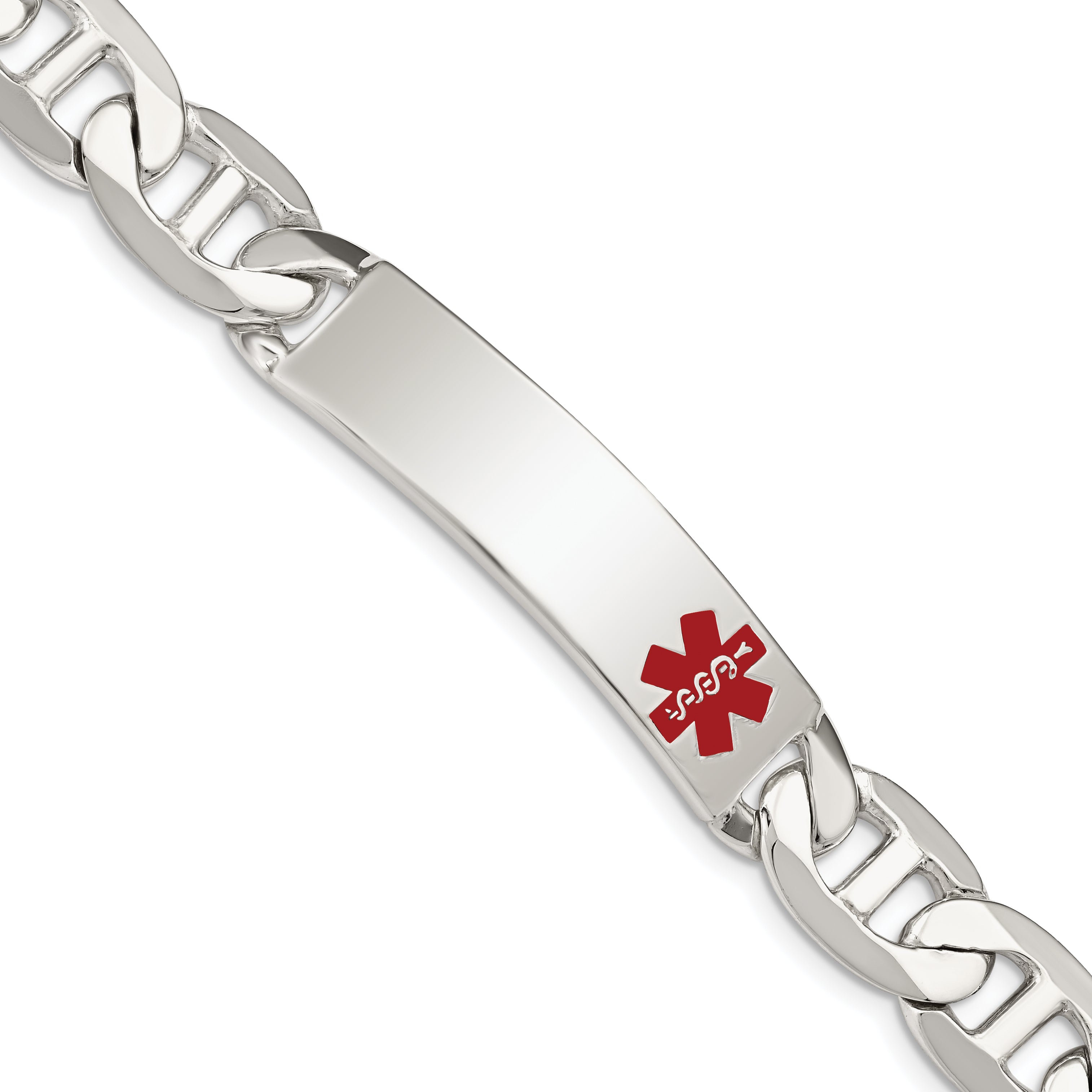 Sterling Silver Polished Medical Anchor Link ID Bracelet Main image