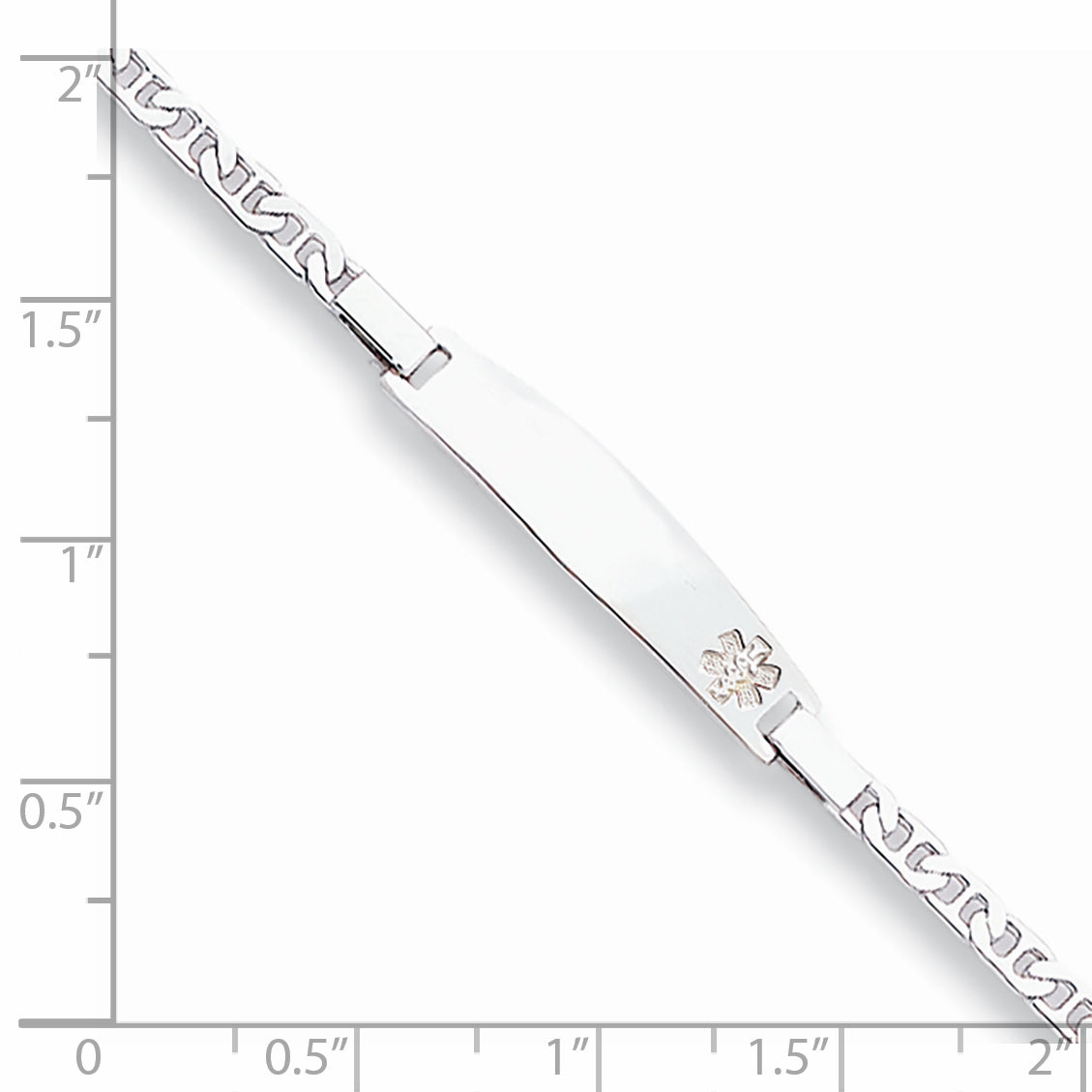 Sterling Silver Rhod-plt Non-enameled Medical ID Anchor Link Bracelet Secondary image