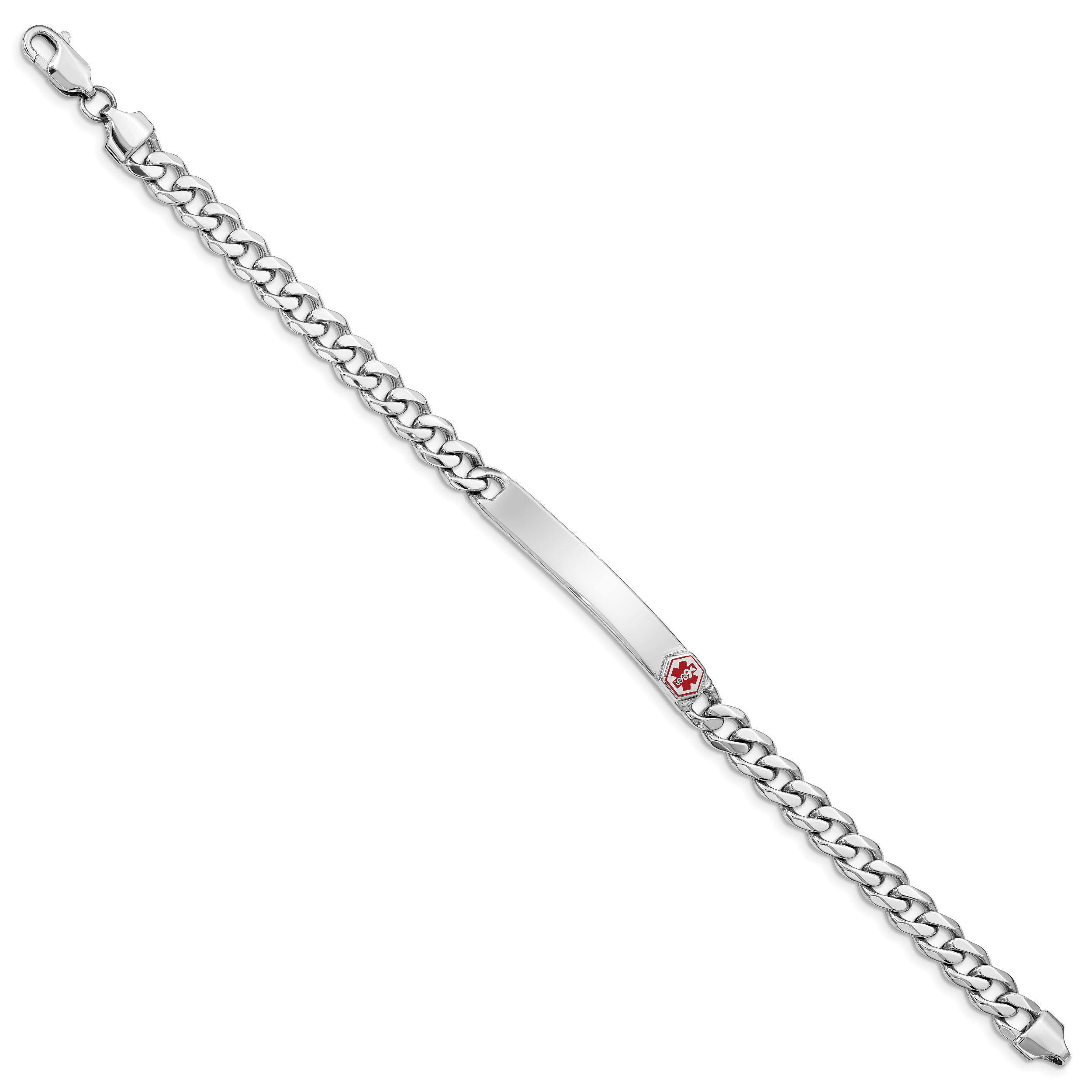 Sterling Silver Rhodium-plated Medical ID Curb Link Bracelet Secondary image