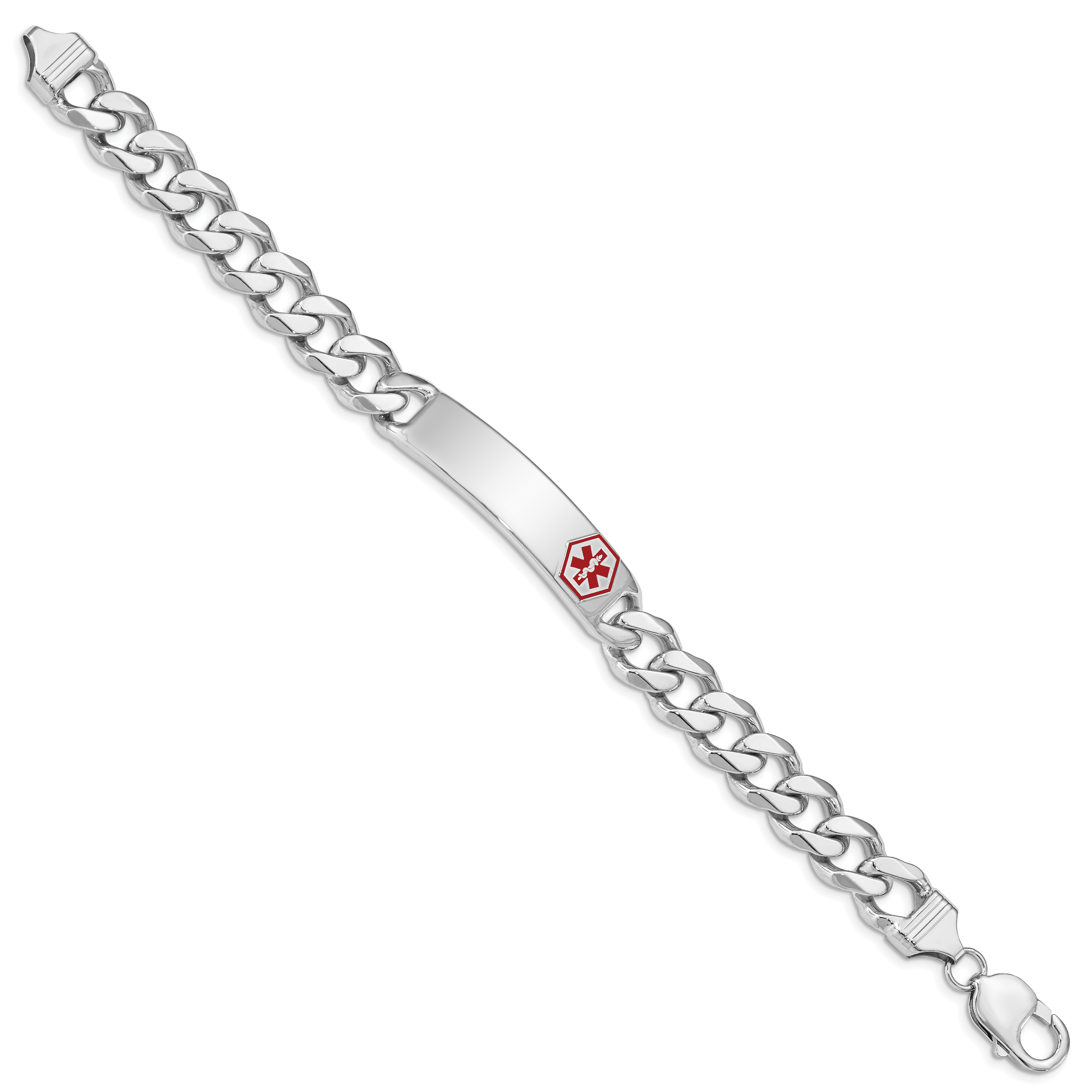 Sterling Silver Rhodium-plated Medical ID Curb Link Bracelet Secondary image