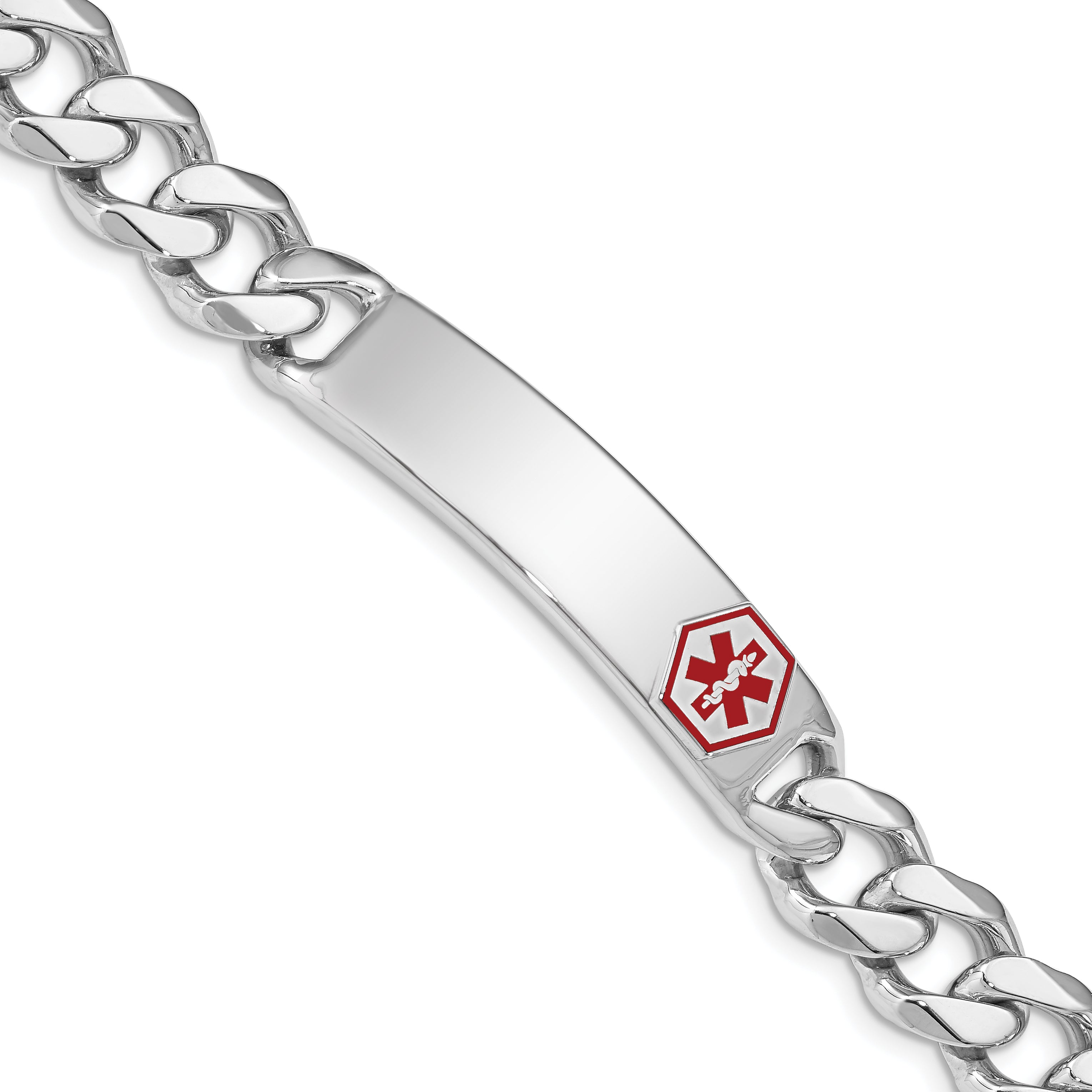 Sterling Silver Rhodium-plated Medical ID Curb Link Bracelet Main image