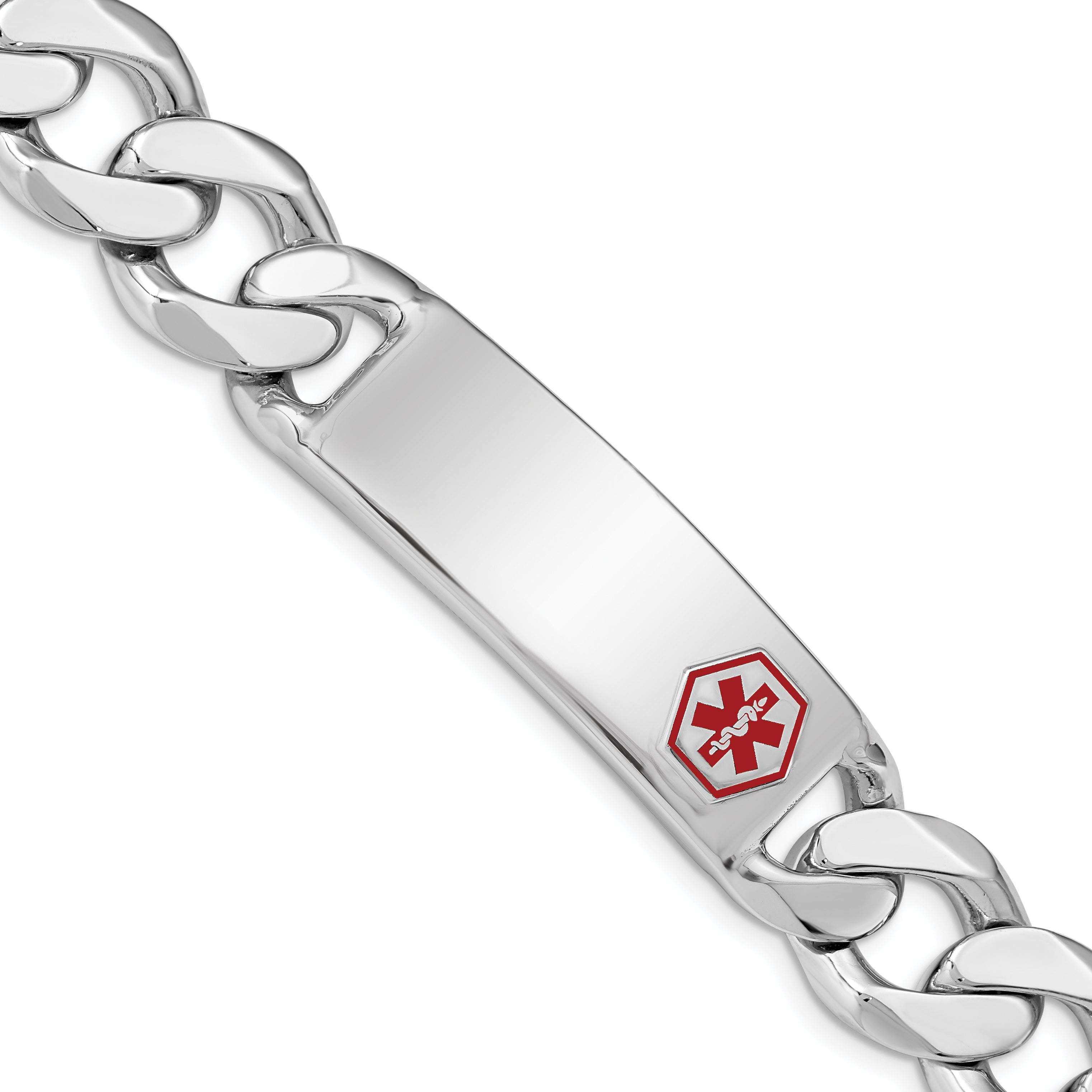 Sterling Silver Rhodium-plated Medical ID Curb Link Bracelet Main image