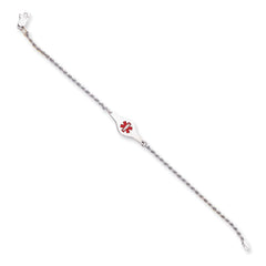 Sterling Silver Rhodium-plated Medical ID Rope Link Bracelet