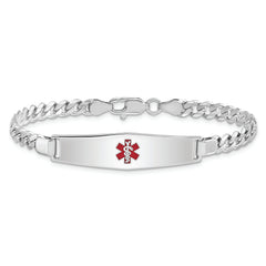 Sterling Silver Rhodium-plated Medical ID Curb Link Bracelet