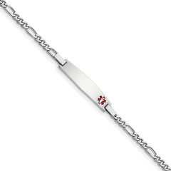 Sterling Silver Rhodium Children's Medical ID Bracelet WithFigaro ID Bracelet