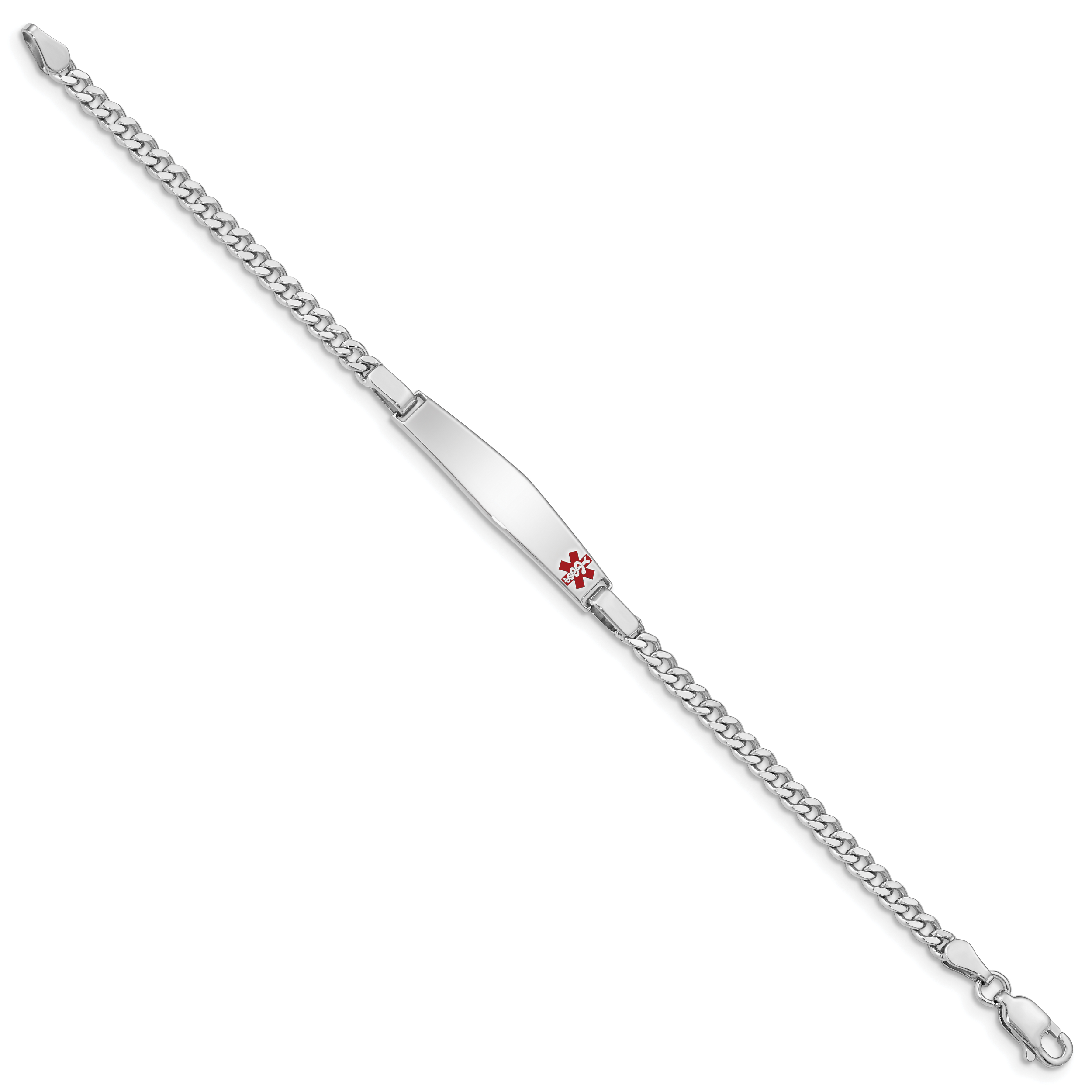 Sterling Silver Rhod-plated Children's Medical ID Bracelet w/Curb Link Secondary image