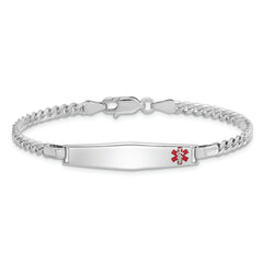 Sterling Silver Rhod-plated Children's Medical ID Bracelet w/Curb Link