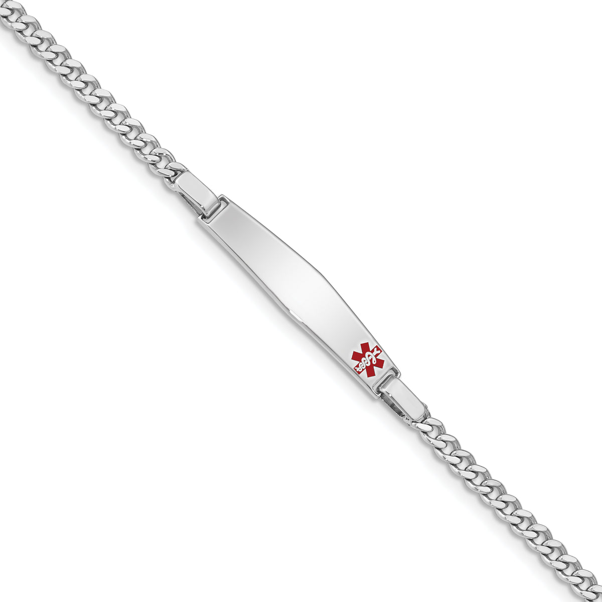 Sterling Silver Rhod-plated Children's Medical ID Bracelet w/Curb Link