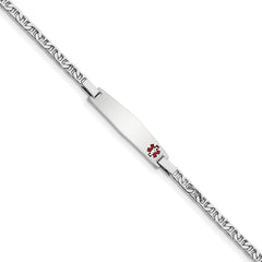 Sterling Silver Rhod-plated Children's Medical ID Bracelet WithAnchor