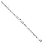 Sterling Silver Rhod-plated Children's Medical ID Bracelet w/Figaro