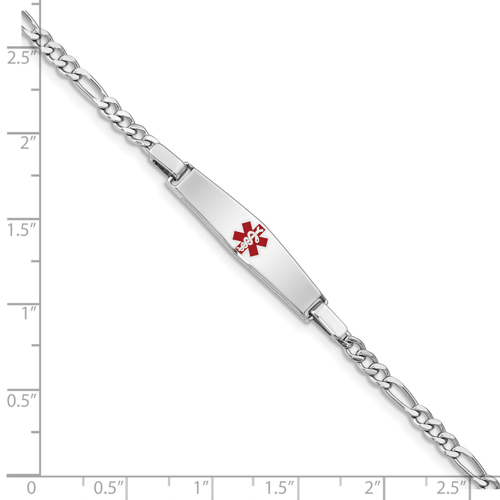 Sterling Silver Rhod-plated Children's Medical ID Bracelet w/Figaro
