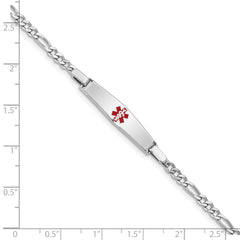 Sterling Silver Rhod-plated Children's Medical ID Bracelet w/Figaro