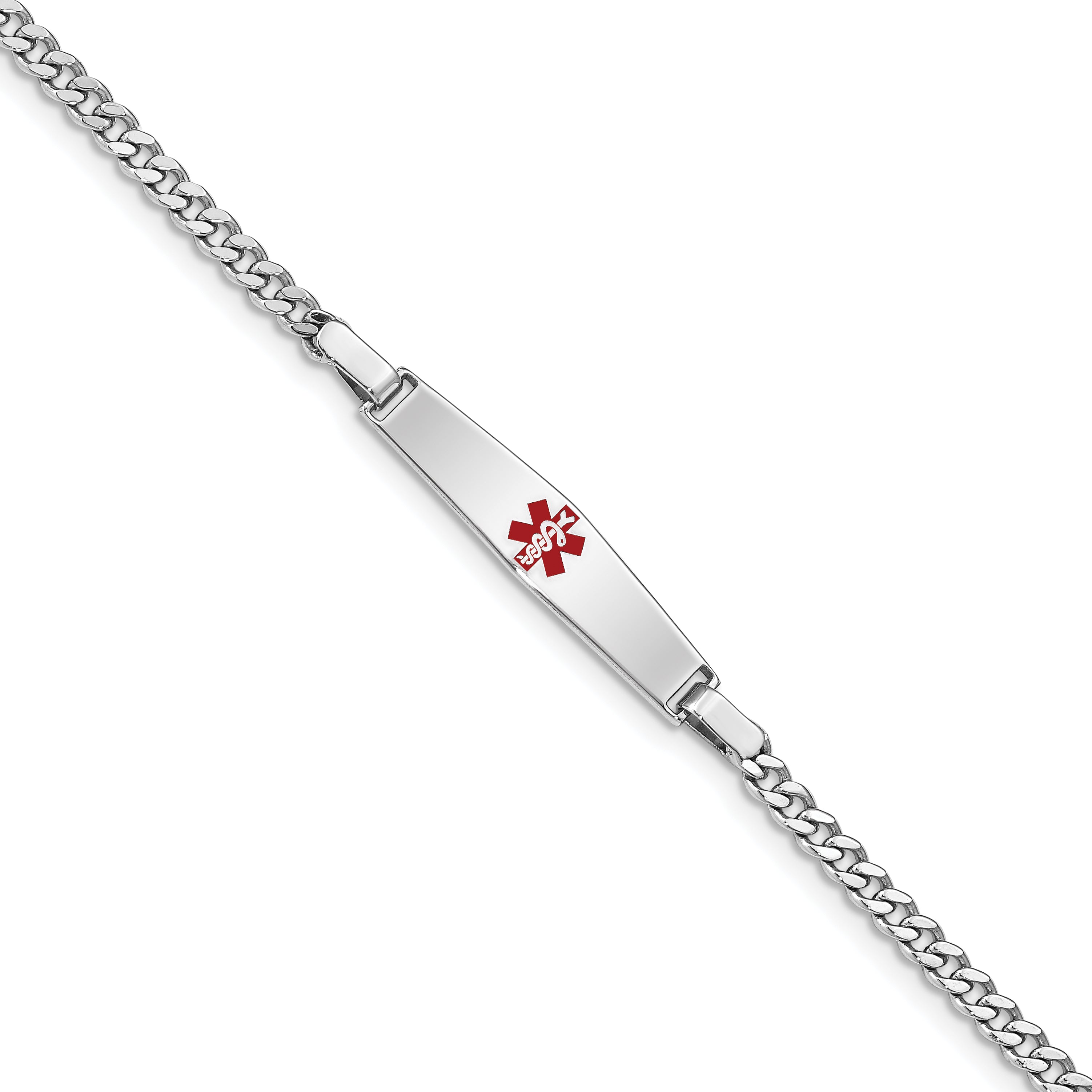 Sterling Silver Rhod-plated Children's Medical ID Curb Link Bracelet Main image