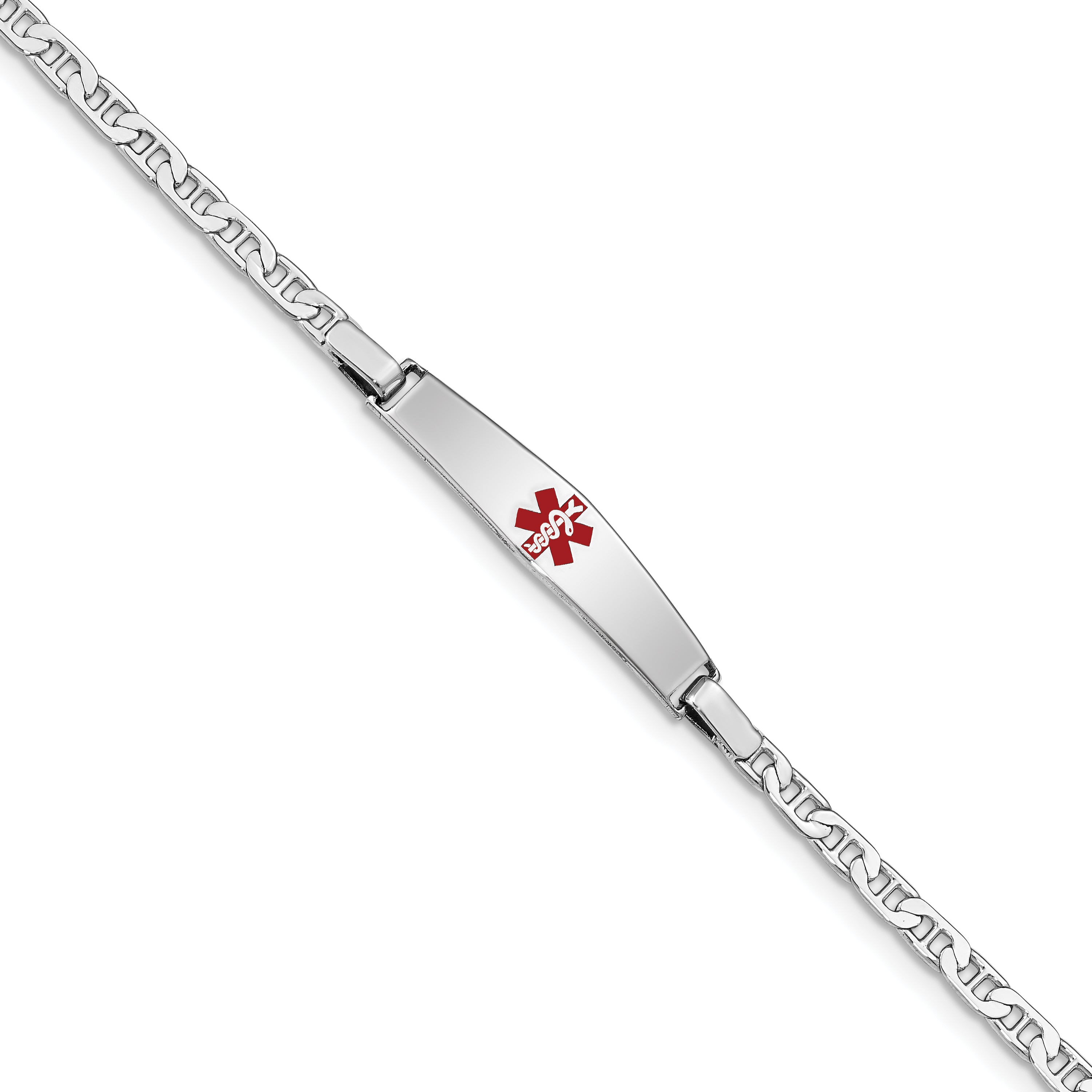 Sterling Silver Rhod-plated Children's Medical ID Anchor Link Bracelet Main image