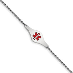 Sterling Silver Rhod-plated Children's Medical ID Bracelet WithRope Li