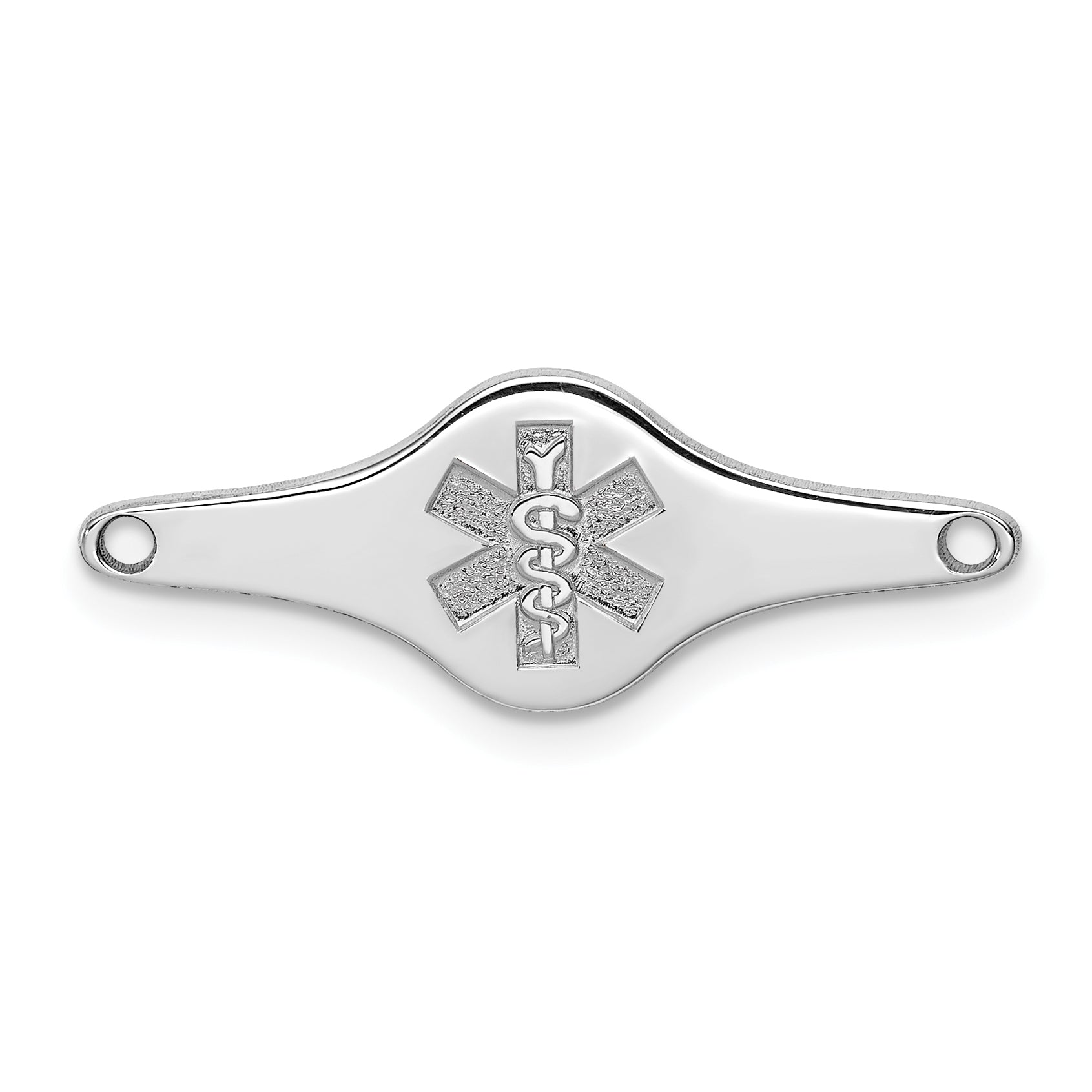 Sterling Silver Rhodium-plated Non-enameled Medical ID Plate