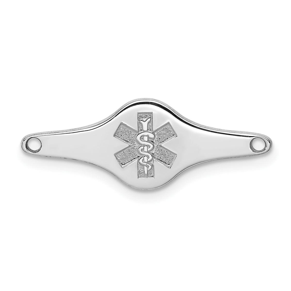 Sterling Silver Rhodium-plated Non-enameled Medical ID Plate