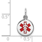 Sterling Silver Rhodium-plated Medical Charm