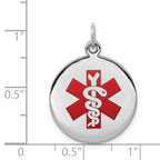 Sterling Silver Rhodium-plated Medical Jewelry Pendant