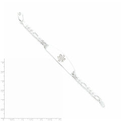 Sterling Silver Rhod-plt Non-enameled Medical ID Figaro Link Bracelet