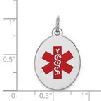 Sterling Silver Rhodium-plated Medical Jewelry Pendant
