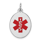 Sterling Silver Rhodium-plated Medical Jewelry Pendant
