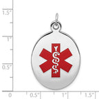 Sterling Silver Rhodium-plated Medical Jewelry Pendant