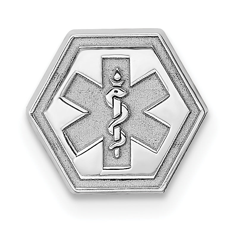 Sterling Silver Rhod-plt Non-enameled Attachable Emblem Medical Charm