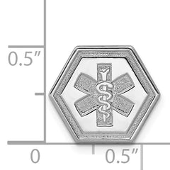 Sterling Silver Rhodium Non-enameled Attachable Emblem Medical Charm