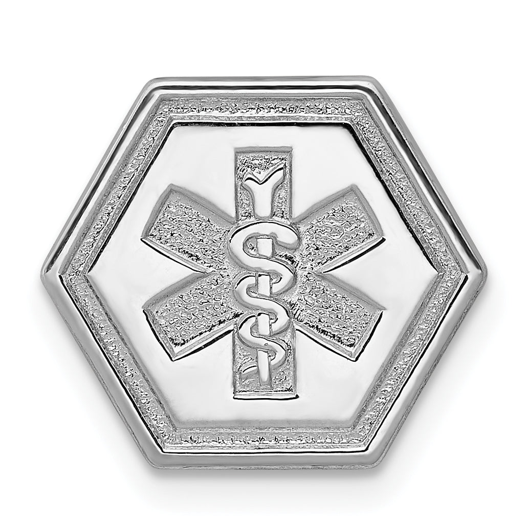 Sterling Silver Rhodium Non-enameled Attachable Emblem Medical Charm