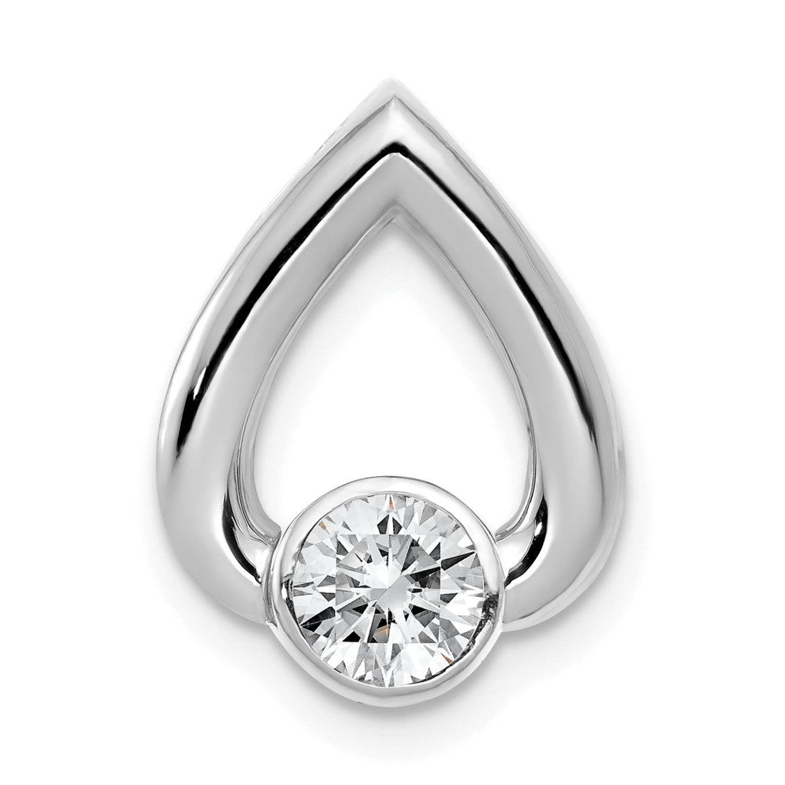 14k White Gold Teardrop 4.4mm Diamond Chain Slide Mtg Main image