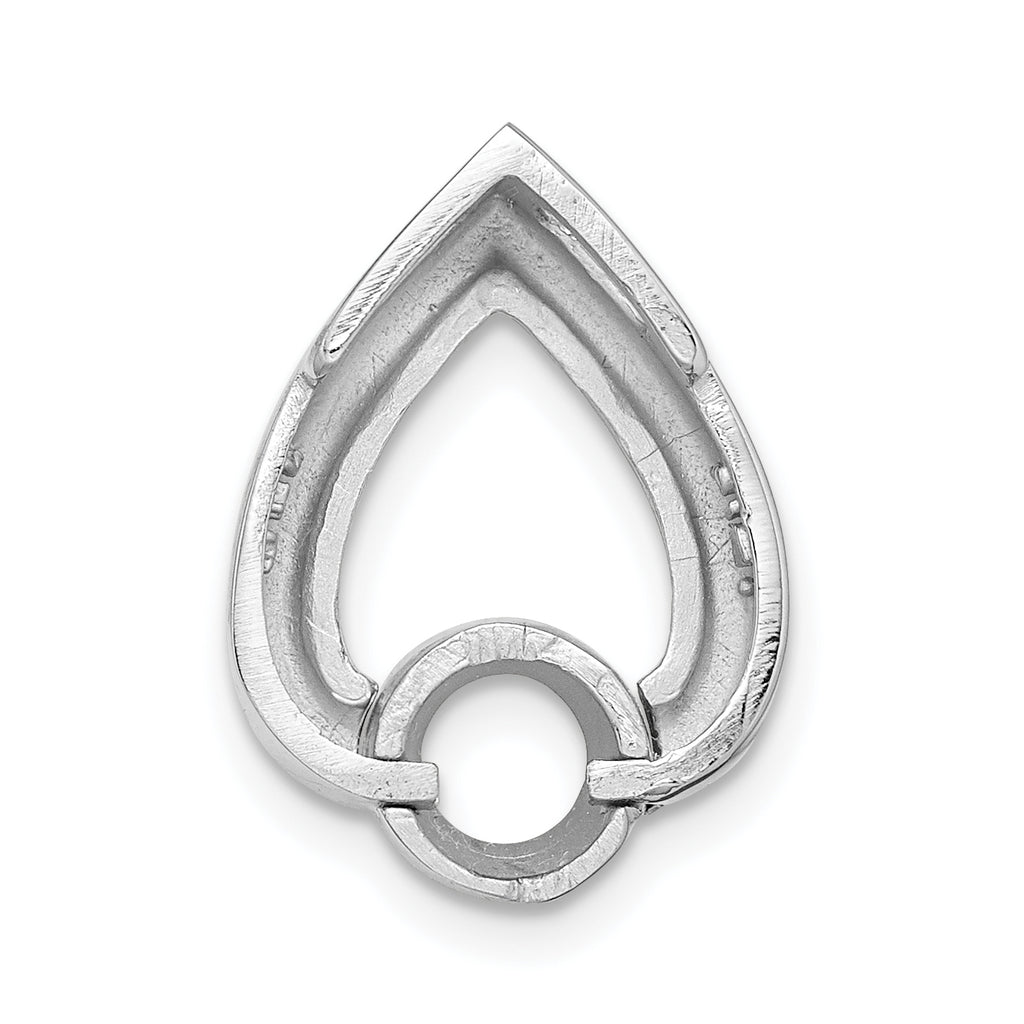 14k White Gold Teardrop 5mm Diamond Chain Slide Mounting (No Stone Included)
