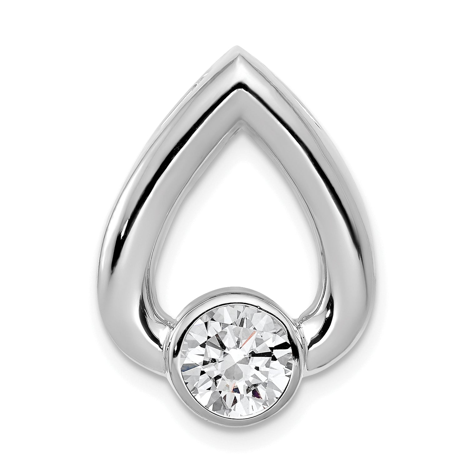 14k White Gold Teardrop 5.8mm Diamond Chain Slide Mtg Main image