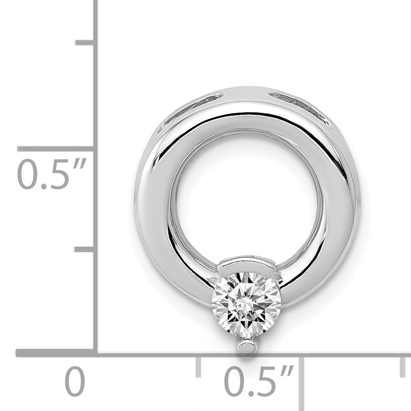 14k White Gold Circle 4mm Diamond Chain Slide Mounting (No Stone Included)