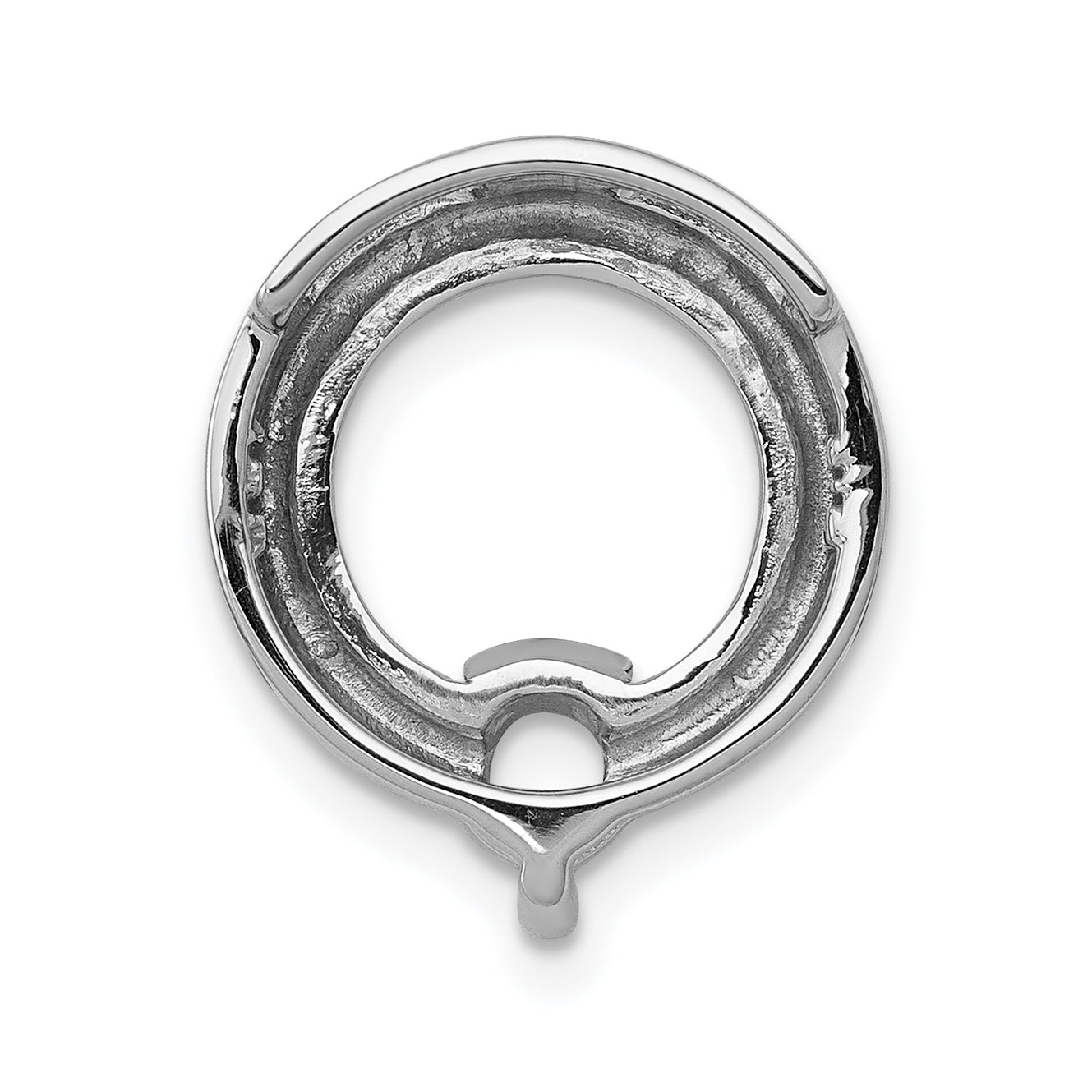 14k White Gold Circle 4.4mm Diamond Chain Slide Mounting (No Stone Included)