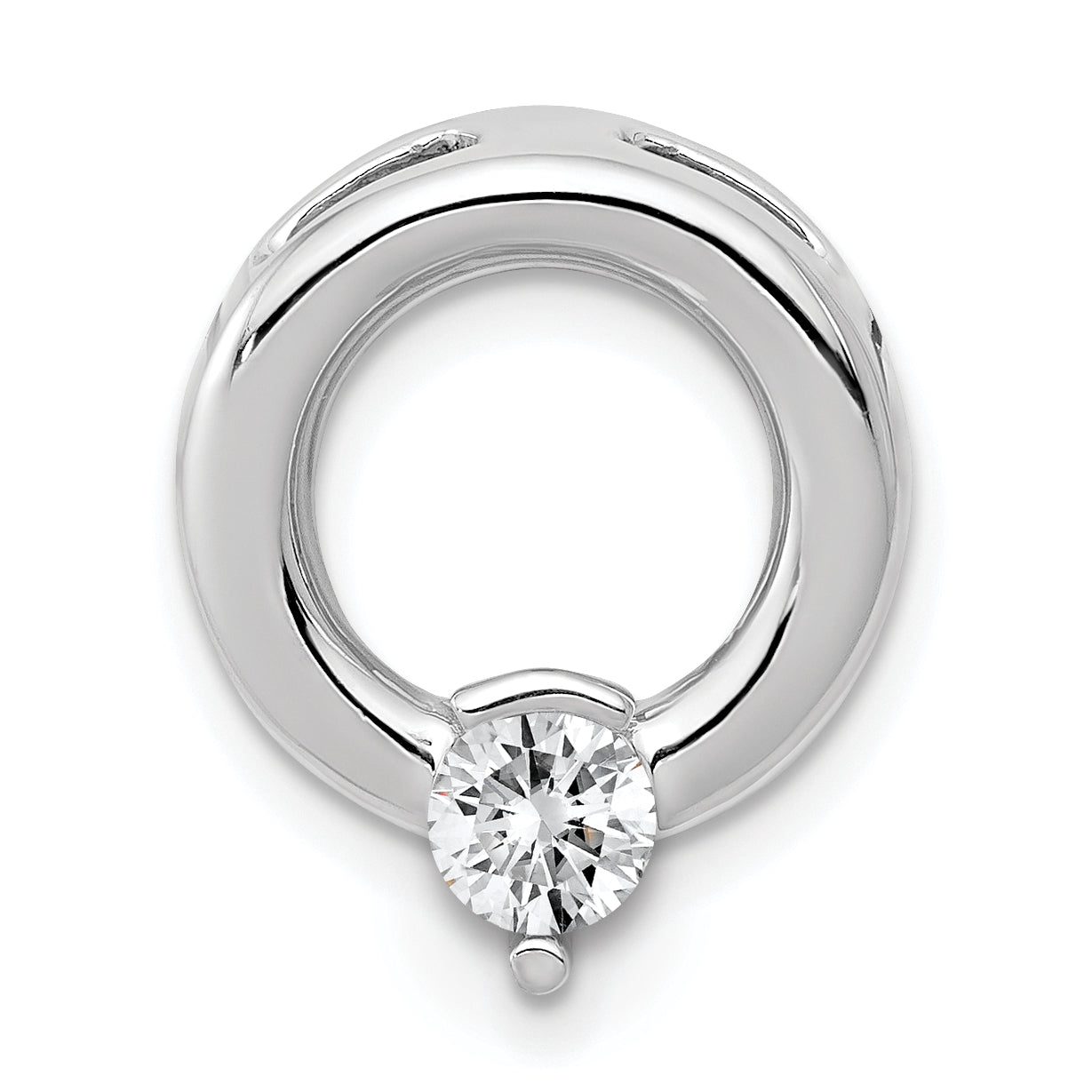14k White Gold Circle 4.4mm Diamond Chain Slide Mtg Main image