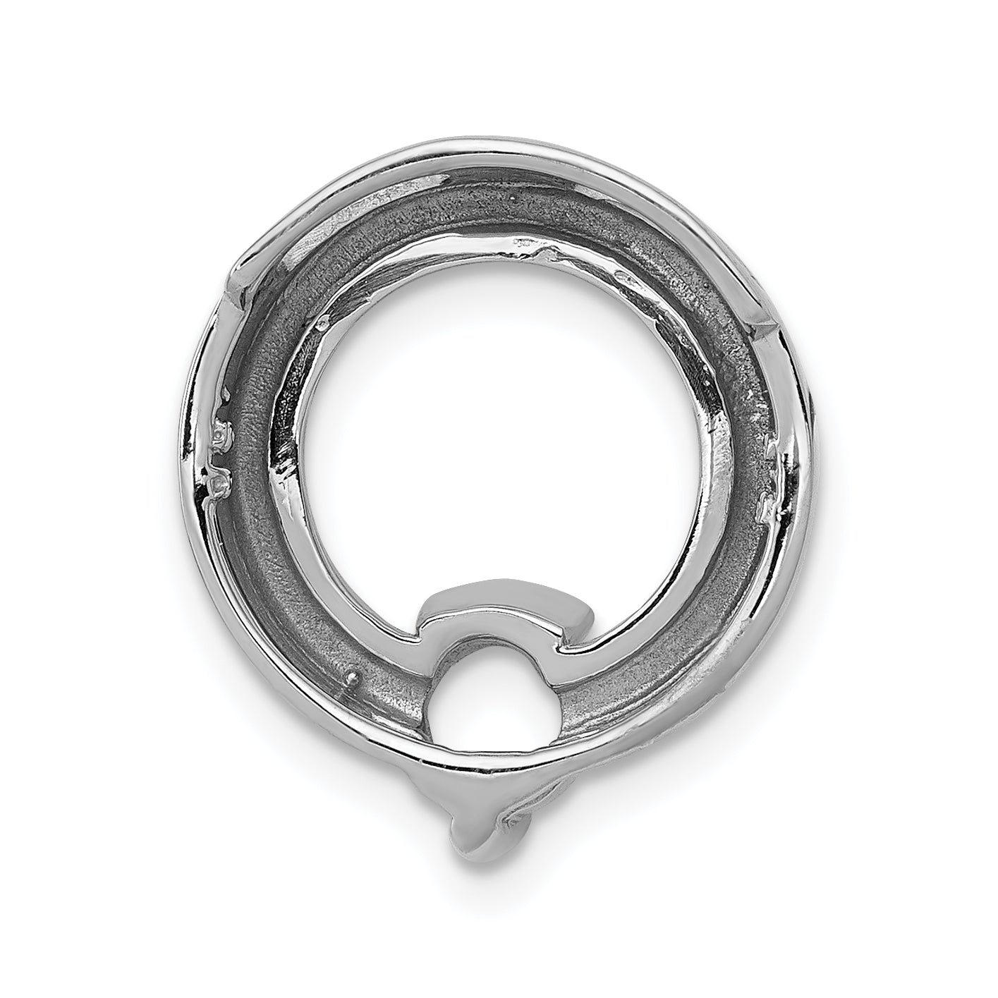 14k White Gold Circle 5mmDiamond Chain Slide Mounting (No Stone Included)