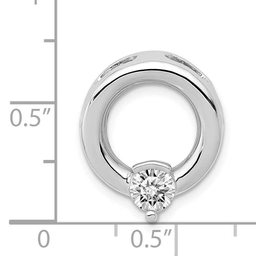 14k White Gold Circle 5mmDiamond Chain Slide Mounting (No Stone Included)