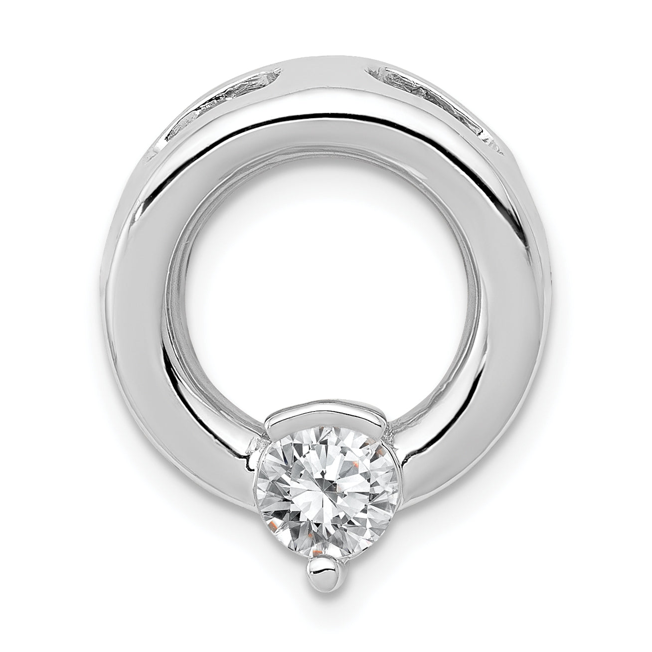 14k White Gold Circle 5mmDiamond Chain Slide Mtg Main image