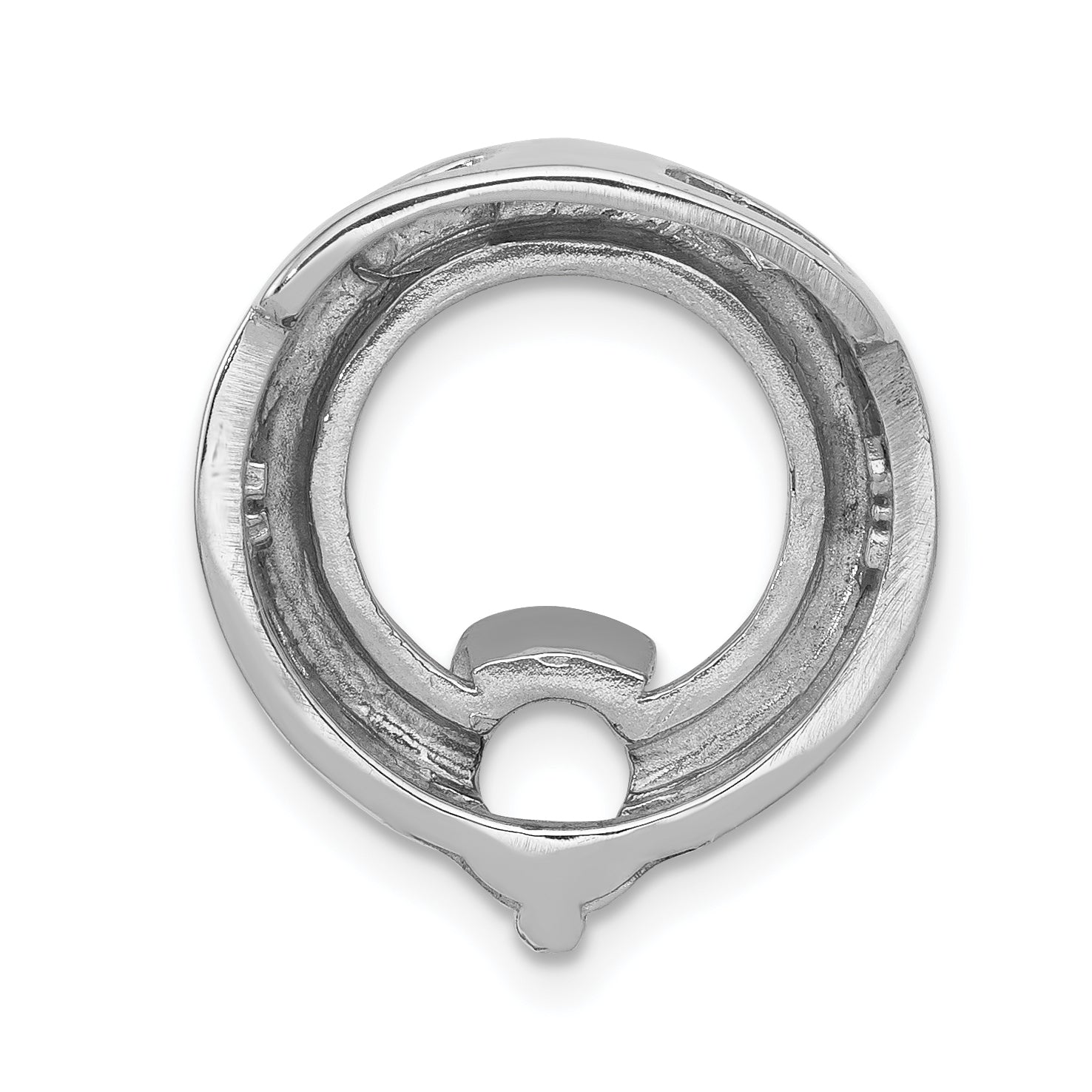 14k White Gold Circle 6.5mm Diamond Chain Slide Mounting (No Stone Included)