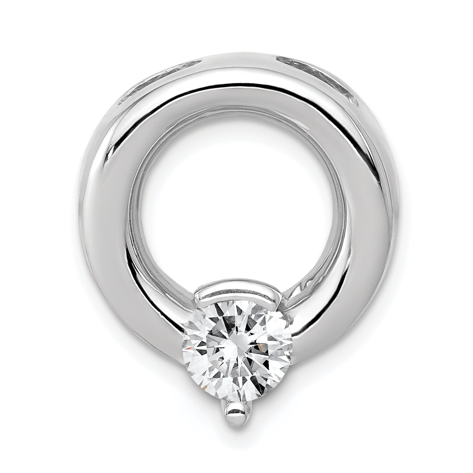 14k White Gold Circle 6.5mm Diamond Chain Slide Mtg Main image