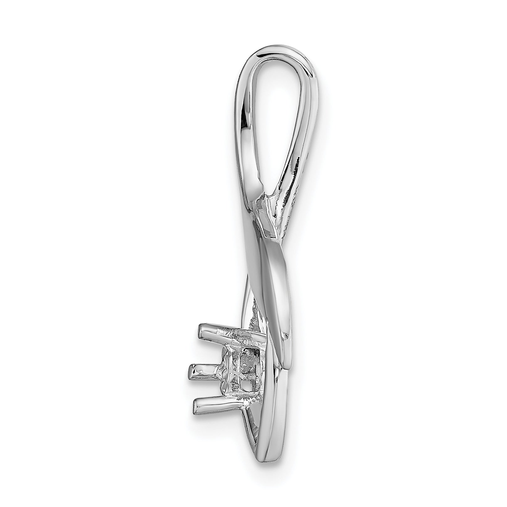 14k White Gold Fancy 4mm Diamond Slide Mounting (No Stone Included)