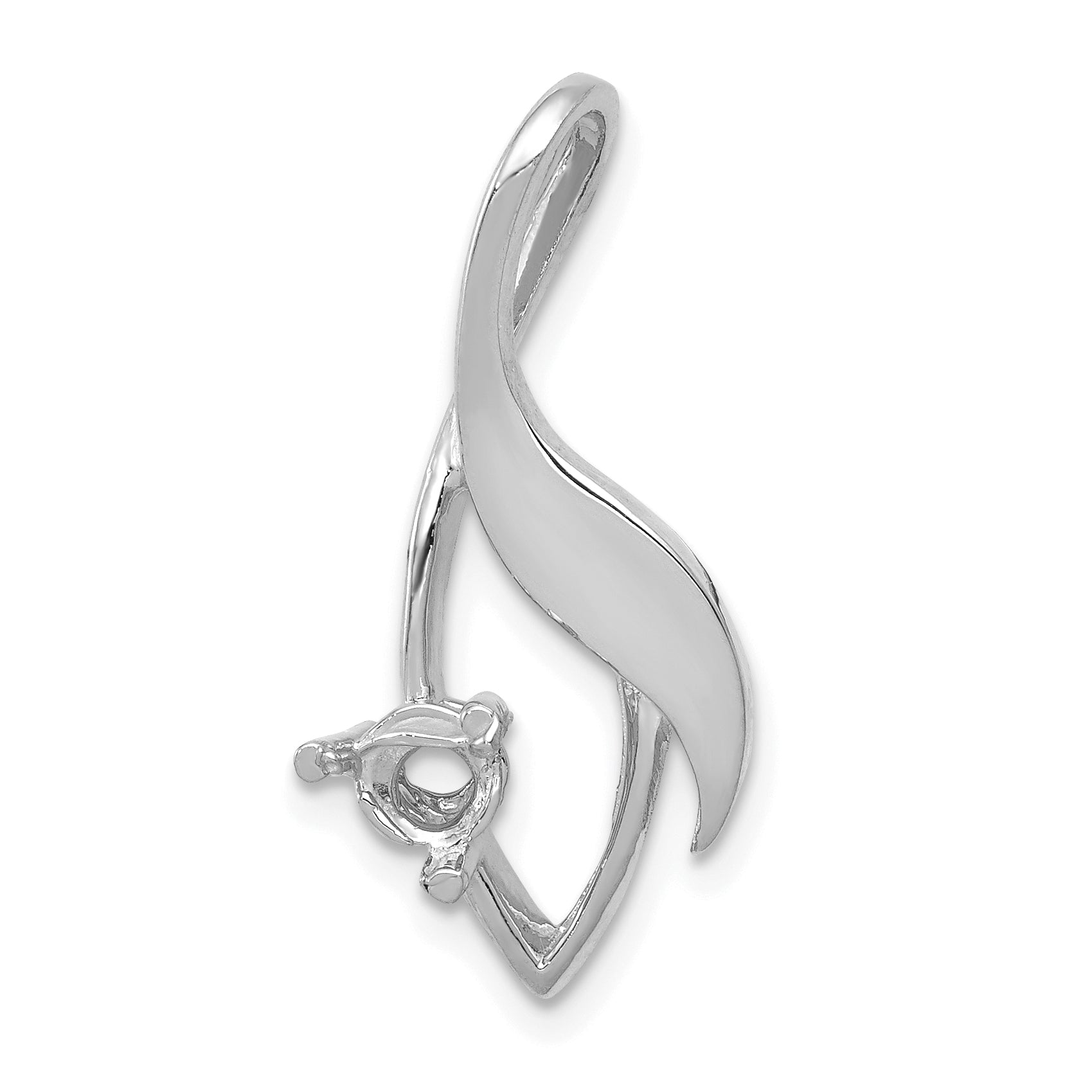 14k White Gold Fancy 4mm Diamond Slide Mounting (No Stone Included)