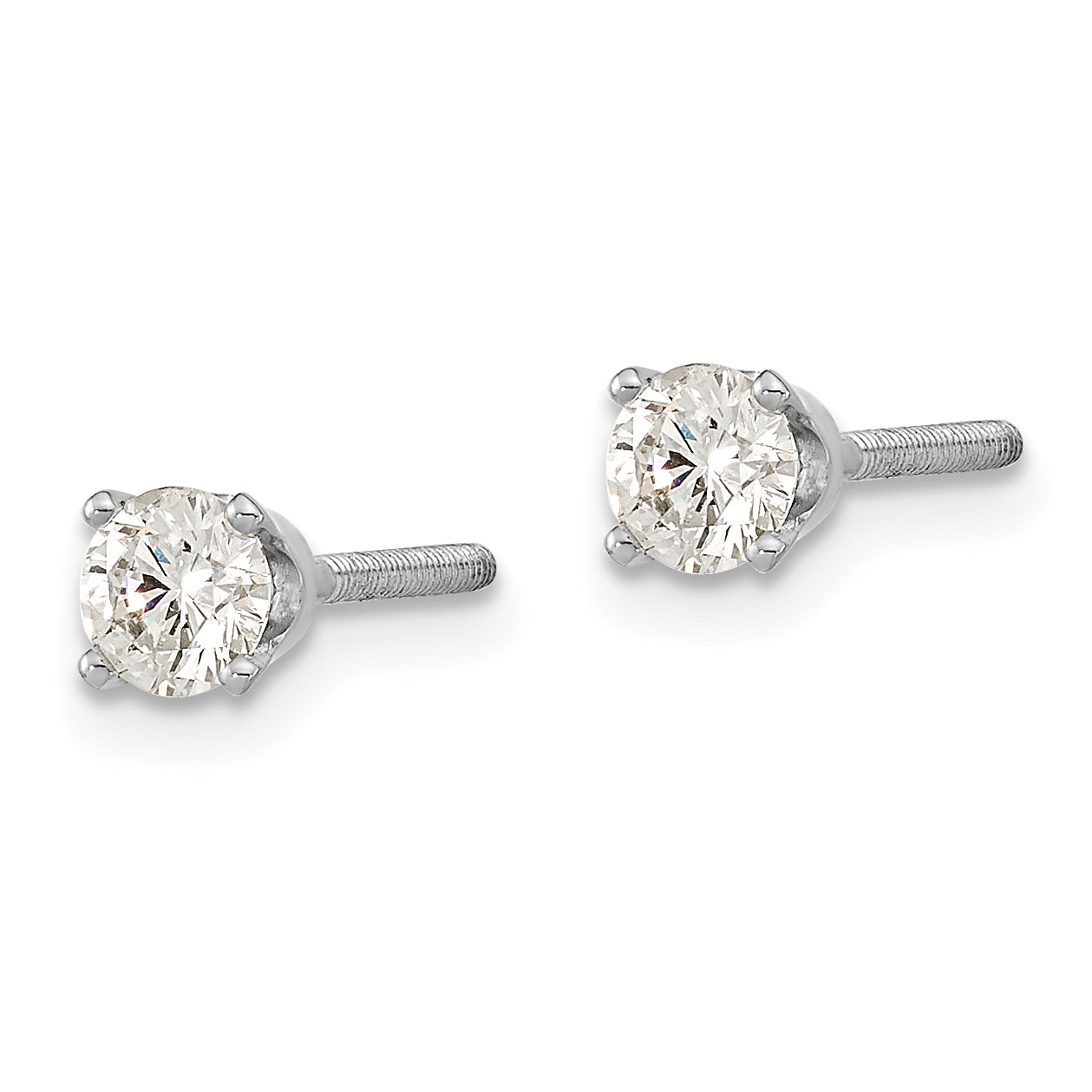 14k White Gold AA Quality Complete Diamond Stud Earring Secondary image