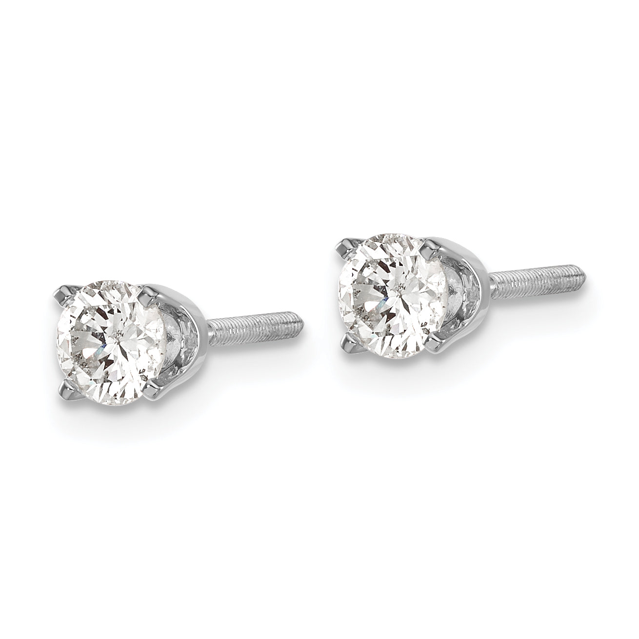 14k White Gold AA Quality Complete Diamond Stud Earring Secondary image